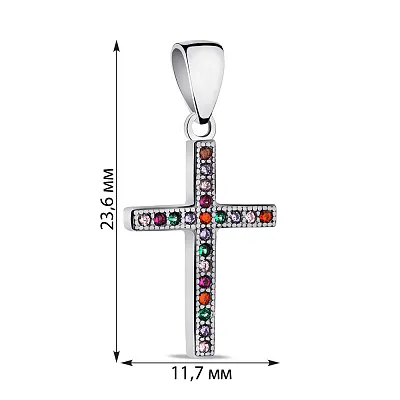 Серебряный подвес-крестик с альпинитами (арт. 7503/2153ацв)