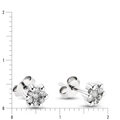 Сережки-пусети з білого золота з діамантами  (арт. С041033015б)