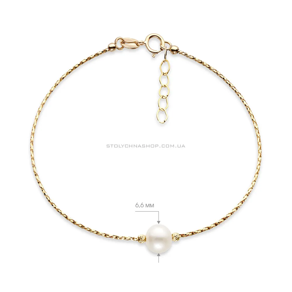 Золотий браслет Orbit з перлами  (арт. 323336жпрлб) - 3 - цена
