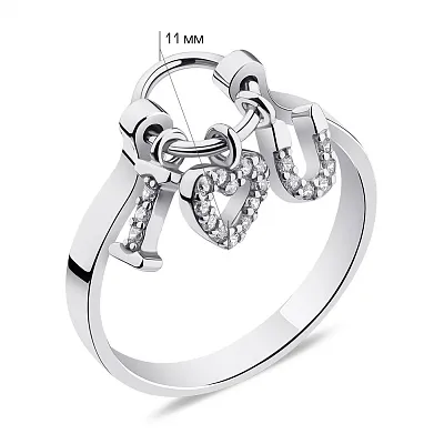 Серебряное кольцо с подвесками и фианитами (арт. 7501/1163К)