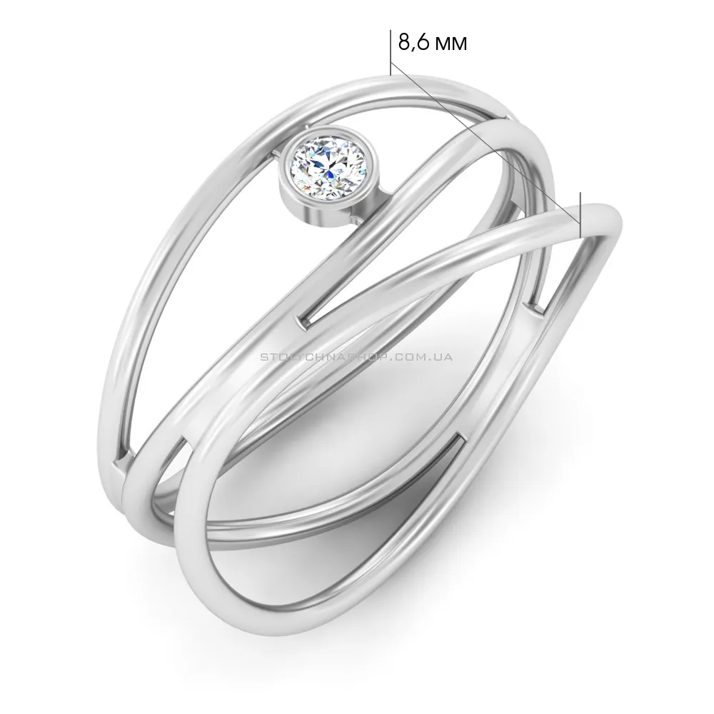 Широкое кольцо из белого золота с бриллиантом (арт. К011397005б) - 2 - цена