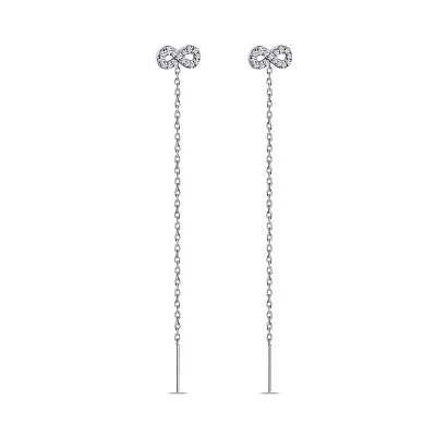 Срібні сережки-протяжки "Нескінченність" з фіанітами  (арт. 7502/4713)