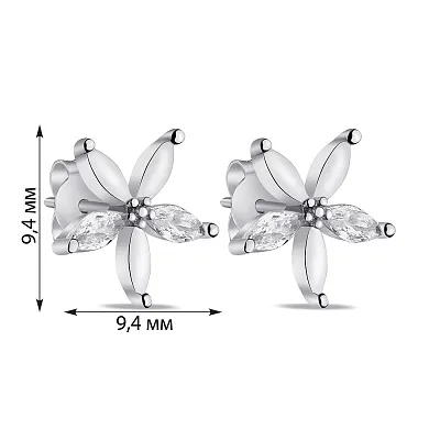 Срібні сережки-пусети Квіти (арт. 7518/6443)
