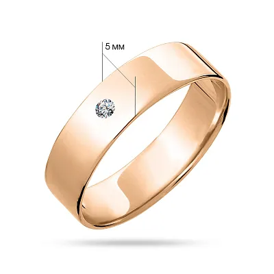 Обручальное кольцо из красного золота с бриллиантом (арт. К239180)