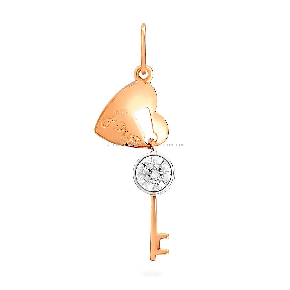Золотая подвеска «Ключ от сердца» с фианитом (арт. 440560)