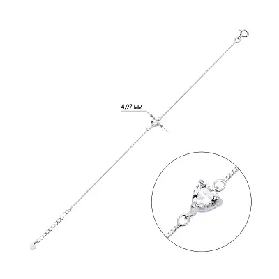 Срібний браслет "Серце" з фіанітом  (арт. 7509/3049)
