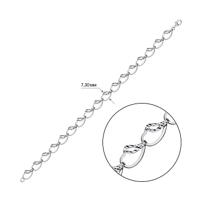 Срібний браслет з алмазною насічкою  (арт. 7509/3639)