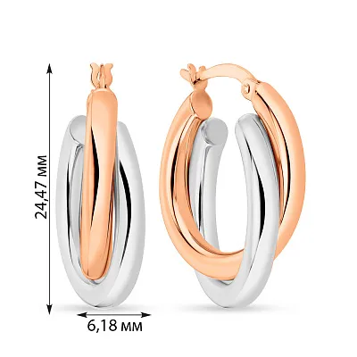 Золоті сережки-кільця в комбінованому кольорі металу (арт. 108871/20кб)
