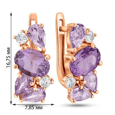Золотые серьги с аметистом и фианитами (арт. 111256Па)