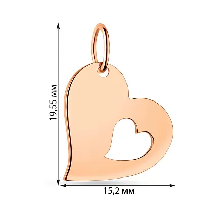 Подвес &quot;Сердце&quot; из красного золота без вставок (арт. 424470)