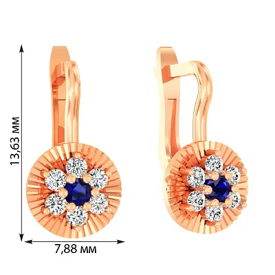 Дитячі золоті сережки з синіми фіанітами (арт. 110510с)