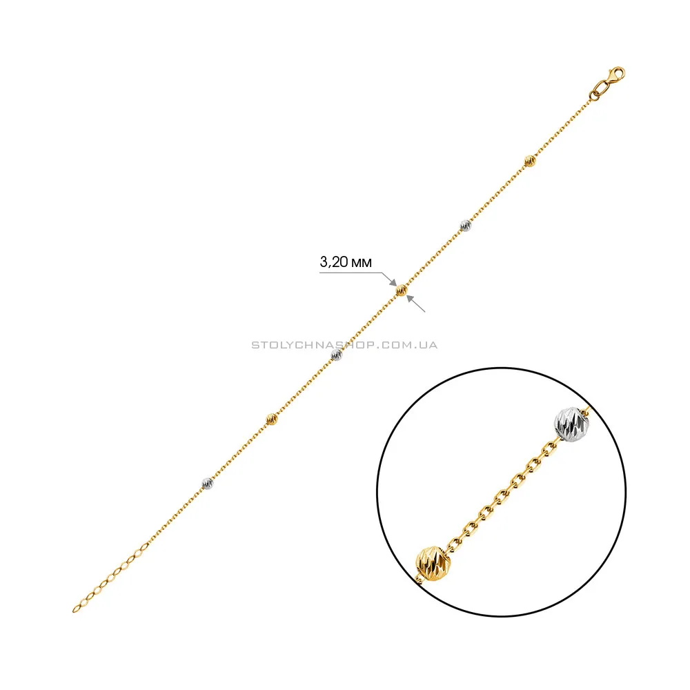 Золотий браслет з намистинками  (арт. 323582жб) - 2 - цена