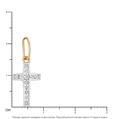 Крестик из красного и белого золота с фианитами (арт. 500326)