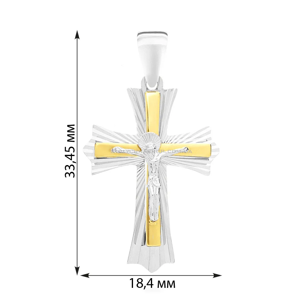 Золотой нательный крестик с распятием  (арт. 503852бж) - 2 - цена