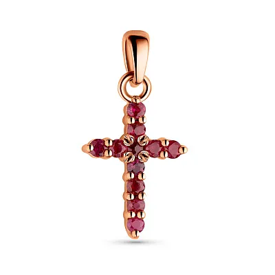 Крестик из золота с рубинами (арт. 3100785201р)