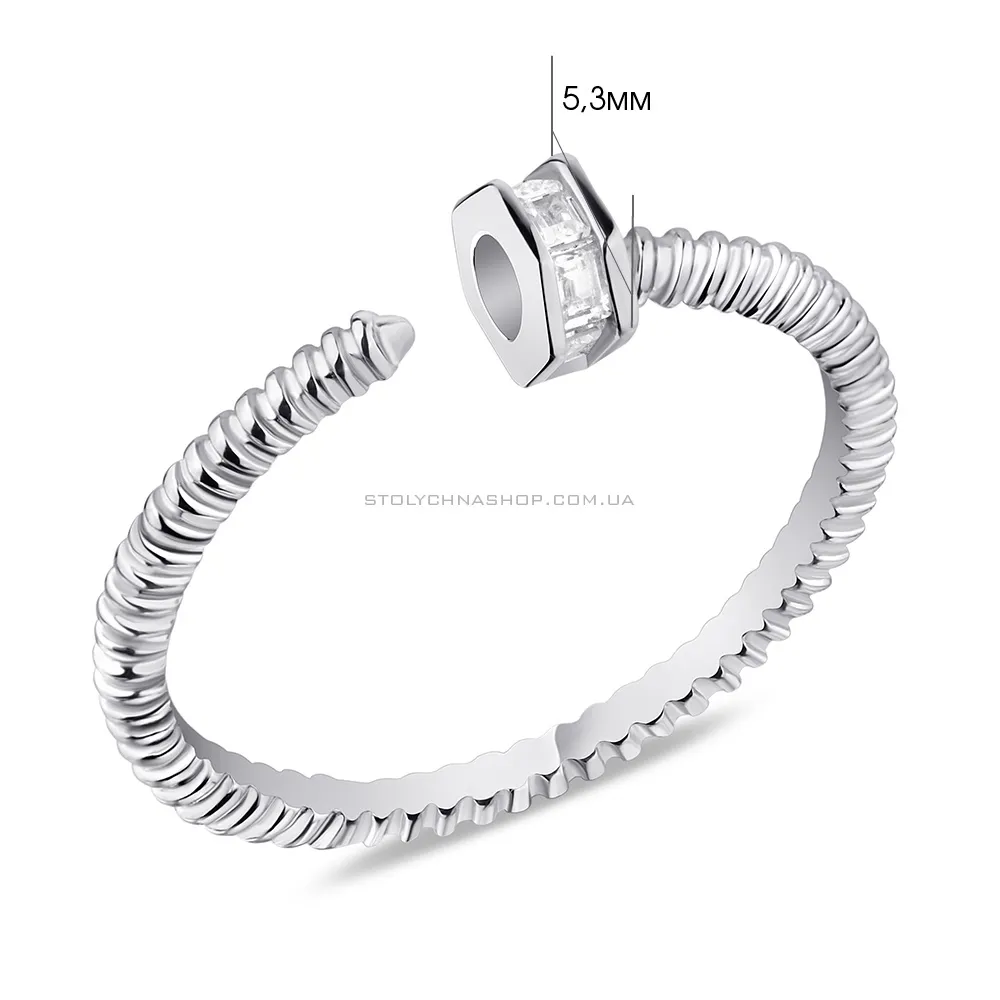 Безразмерное серебряное кольцо с фианитами  (арт. 7501/5915) - 2 - цена