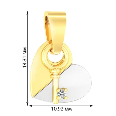 Золота підвіска «Ключ від серця» з фіанітом (арт. 440537ж)