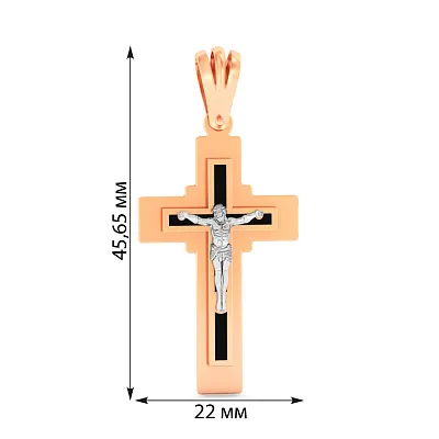 Золотий хрестик з розп'яттям та емаллю (арт. 501734еч)