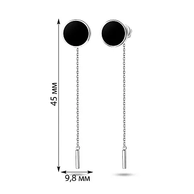 Срібні сережки підвіски з емаллю (арт. 7518/5527еч)