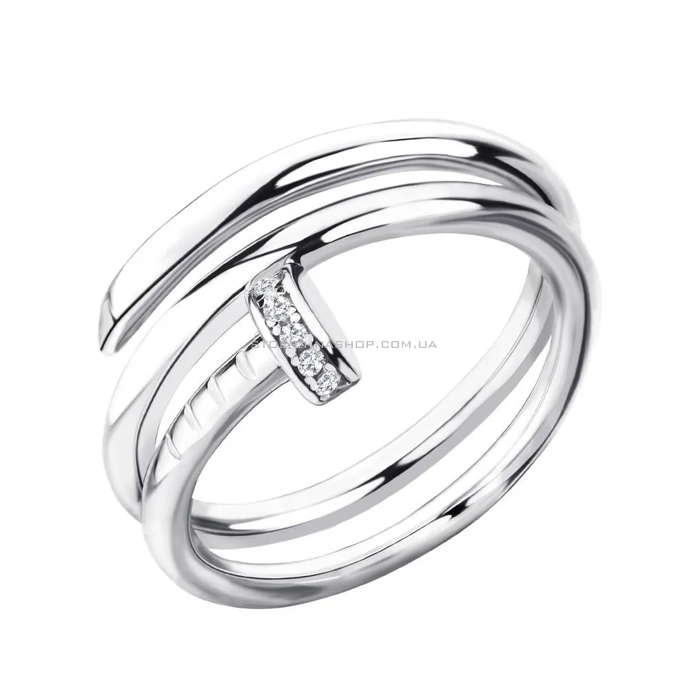 Серебряное кольцо «Гвоздь» с фианитами  (арт. 7501/3866)