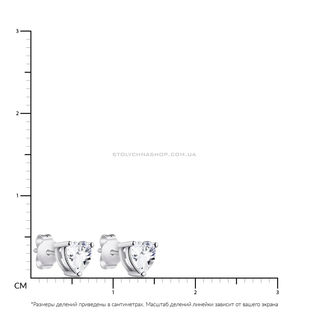 Срібні сережки пусети з фіанітами (арт. 7518/5055) - 2 - цена