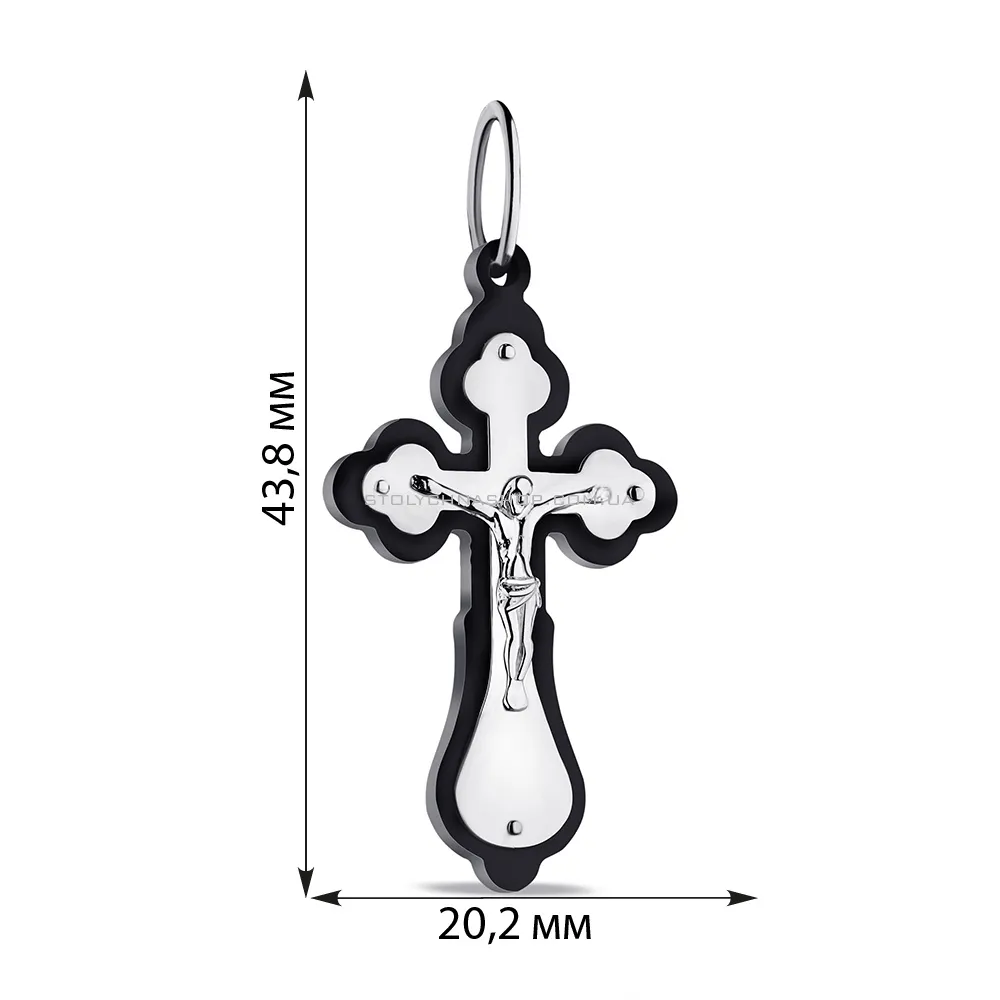 Срібний натільний хрестик з розп'яттям та оніксом (арт. 7504/3925о) - 2 - цена