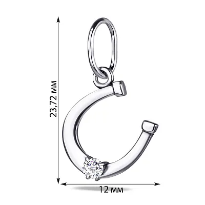 Срібна підвіска «Підкова» з фіанітом (арт. 7903/3272-ч)