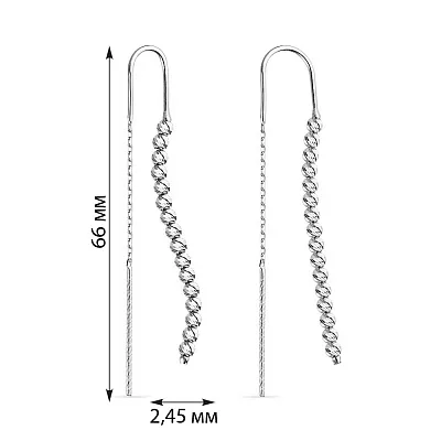 Сережки-протяжки з білого золота (арт. 107230б)
