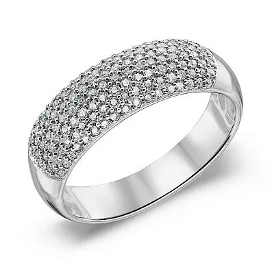 Широкое кольцо из белого золота с бриллиантами  (арт. К341373050б)
