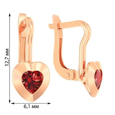 Дитячі золоті сережки «Серденька» з фіанітом (арт. 110517к)