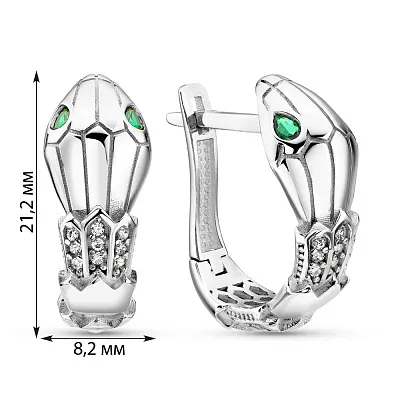 Сережки з білого золота Змія з фіанітами (арт. 1091090бз)