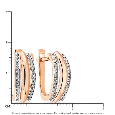 Сережки из красного золота с фианитами (арт. 108153)