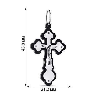 Срібний хрестик з розп'яттям та оніксом (арт. 7504/3944о)