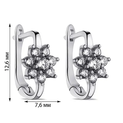 Сережки срібні Квітка з фіанітами (арт. 7502/9473)