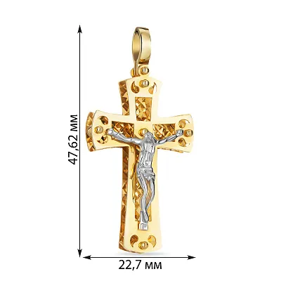 Хрестик з комбінованого золота (арт. 500629ж)