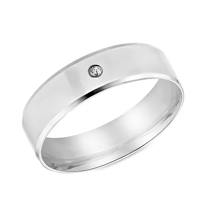 Обручальное кольцо из белого золота с бриллиантом (арт. К239194б)