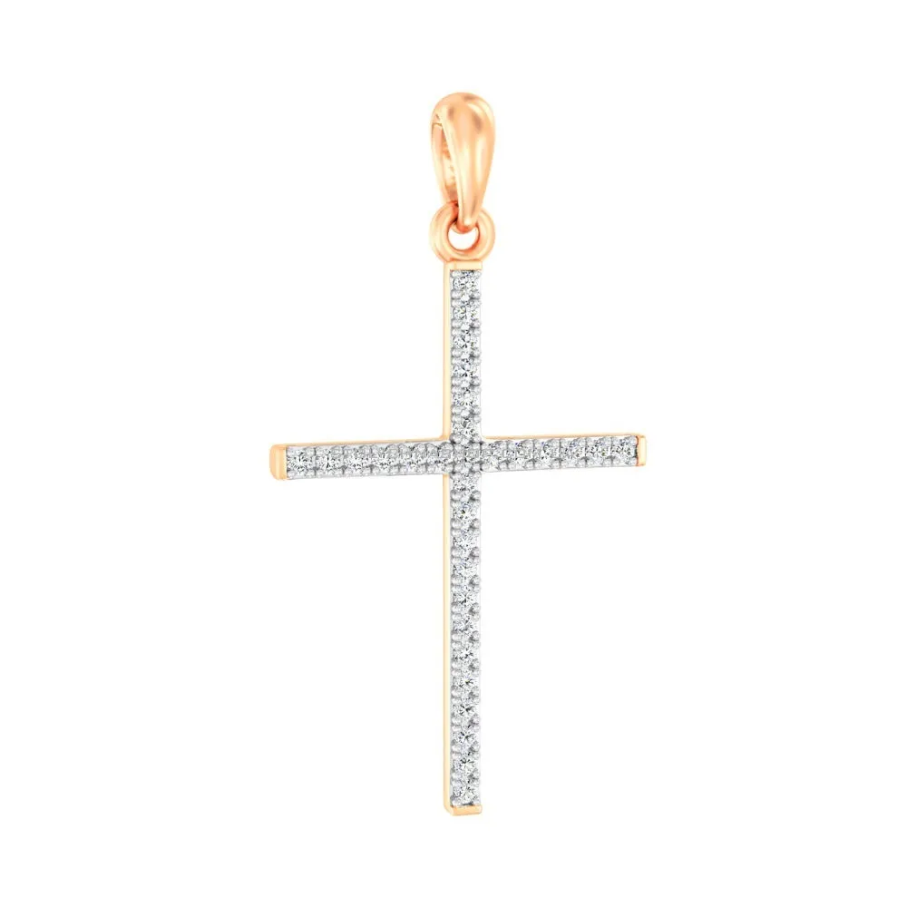 Крестик из красного золота с бриллиантами  (арт. П011193020)