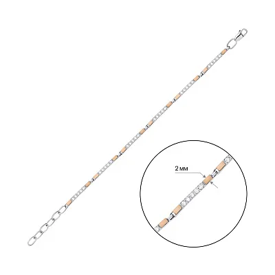 Срібний браслет з фіанітами та золотими накладками (арт. 7209/213брп)