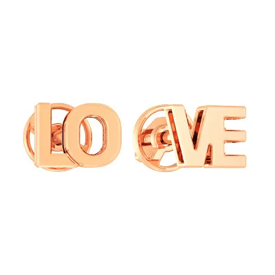 Пусеты золотые «Love»  (арт. 110644)