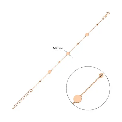Браслет "Монети" з червоного золота без каміння (арт. 325423/5)