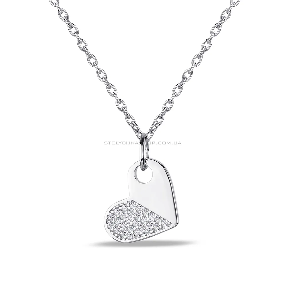 Кольє «Серце» зі срібла з фіанітами (арт. 7507/1107)