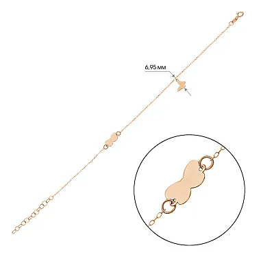 Браслет «Метелики» з червоного золота (арт. 324877П1)