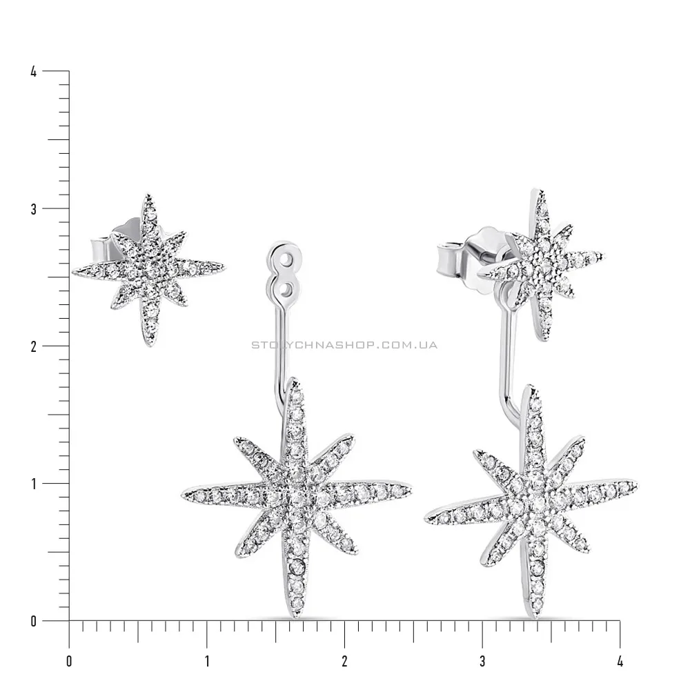 Срібні сережки-трансформери з фіанітами (арт. 7518/5912)