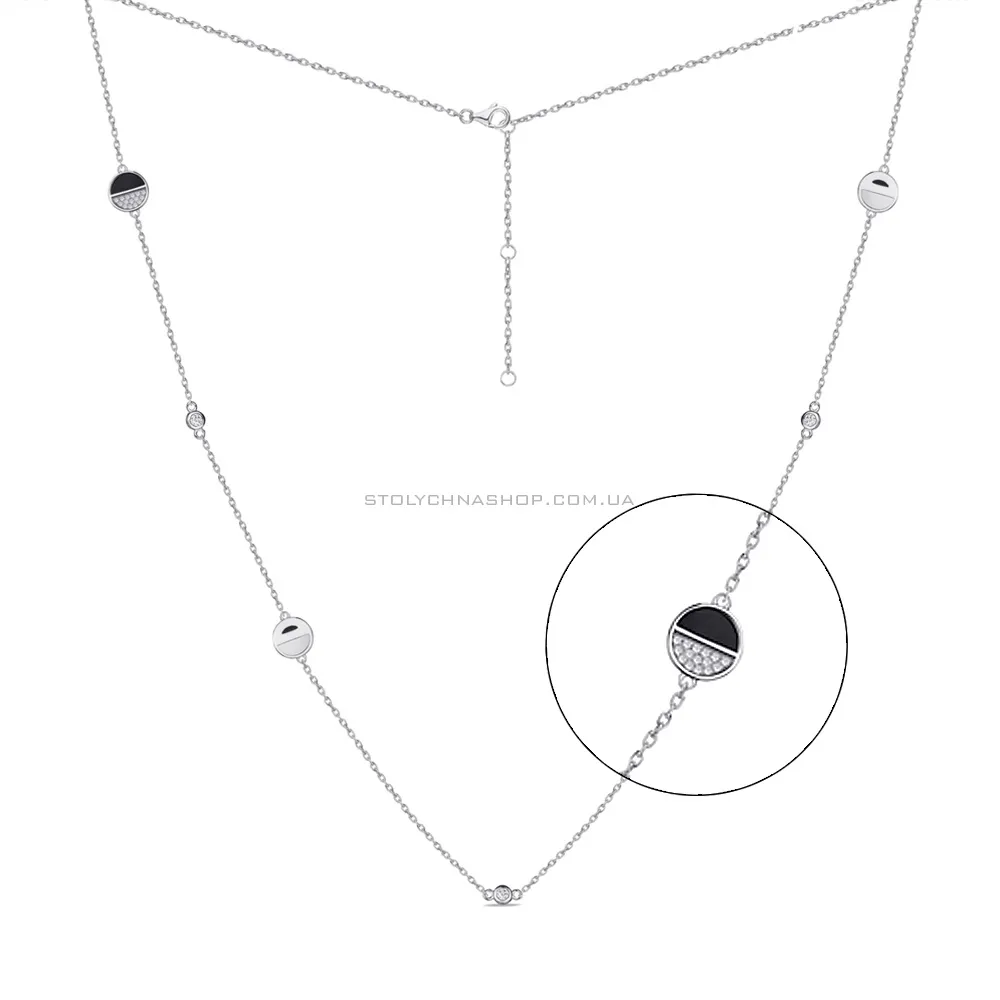 Колье из серебра с ониксом и фианитами (арт. 7507/1095о)