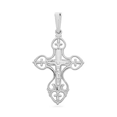 Золотой крестик с распятием в белом цвете металла  (арт. 501358б)