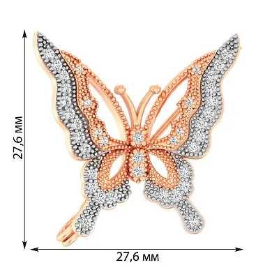 Золота брошка «Метелик» з фіанітами (арт. 360040)