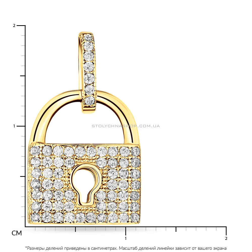 Золотой кулон «Замочек» с фианитами (арт. 422739ж)