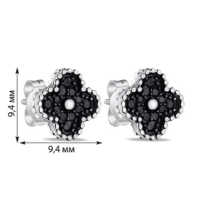 Серебряные серьги пусеты Клевер (арт. 7518/6494/10ч)