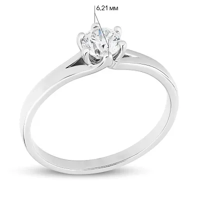 Золотое кольцо в белом цвете металла с бриллиантом  (арт. К011164030б)