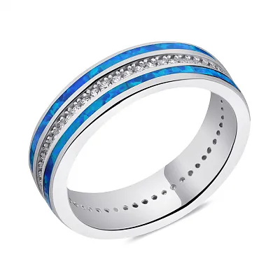 Серебряное кольцо с опалами и фианитами (арт. 7501/6392Пос)
